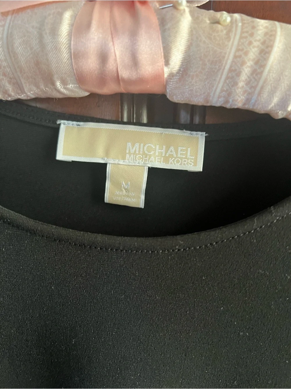 Michael Kors Black Short Sleeve Ladder-Sleeve Top